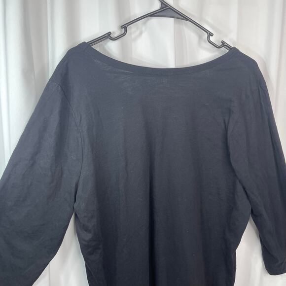 Lane Bryant tee t-shirt blouse top women's 18 - 20 knit black v-neck light wt - Picture 5 of 16